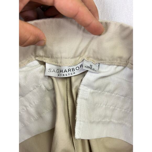 Woman's Sag‎ Harbor Stretch Cotton Khaki Tan Capris - Size 12 Casual Classic - Picture 8 of 10